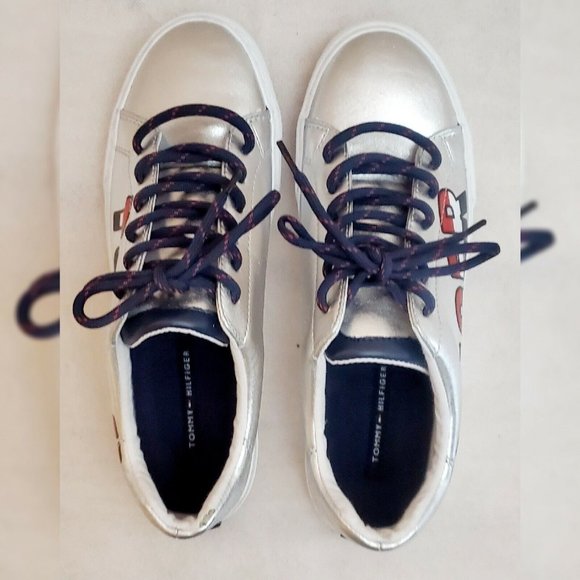 TOMMY HILFIGER AUTHENTIC LONI METALLIC LOGO TOMMY SNEAKERS WOMEN'S SIZE 8 - Picture 10 of 12